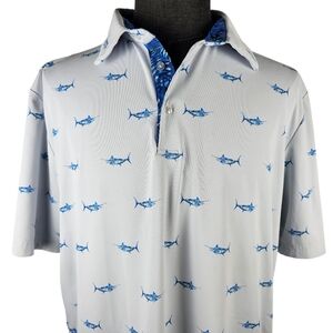 Scales Men's Poly Blend Patterned Golf Polo Casual Sport Size L